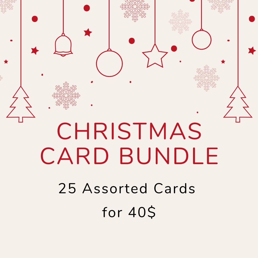 Assorted 25 Pack of Watercolour Christmas Cards