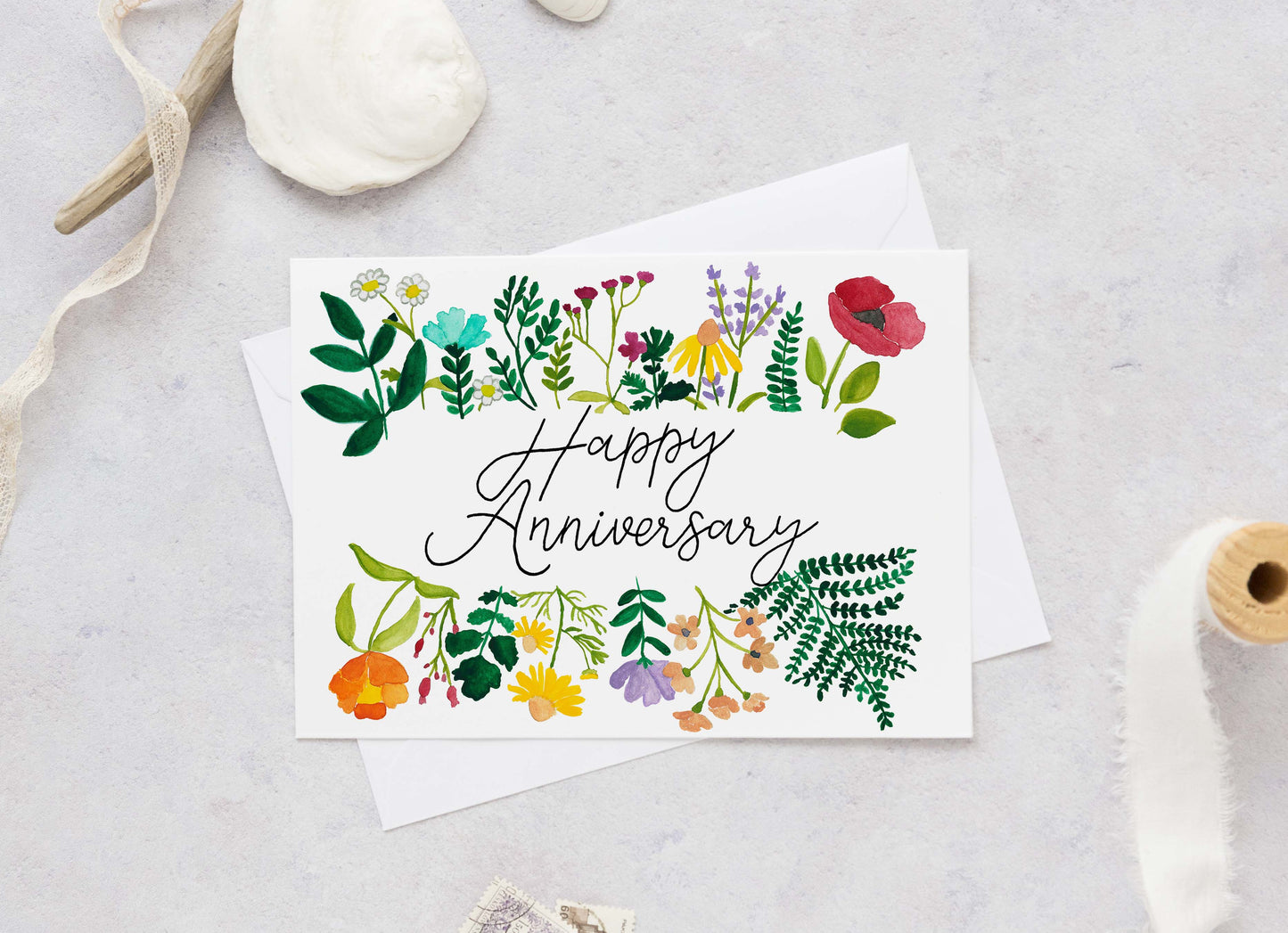 Happy Anniversary Floral Greeting Card