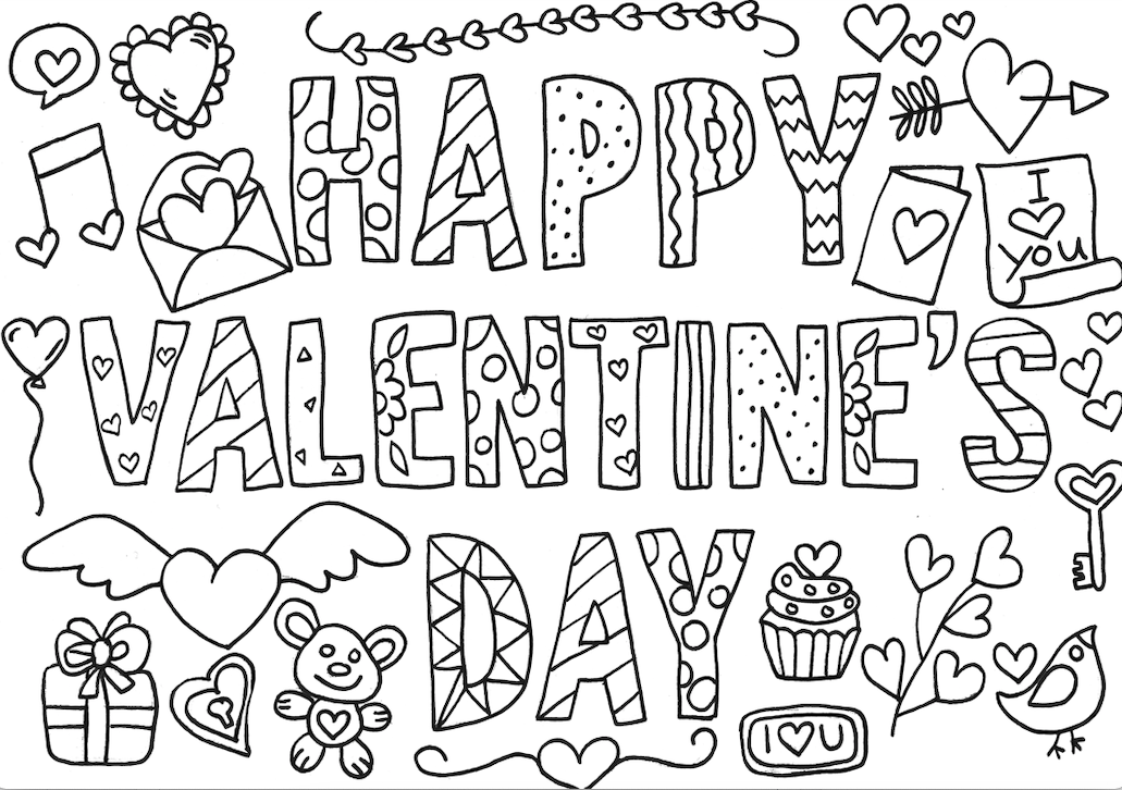 Happy Valentine's Day Colouring Page