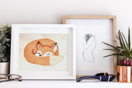 Sleeping Fox Watercolour Print