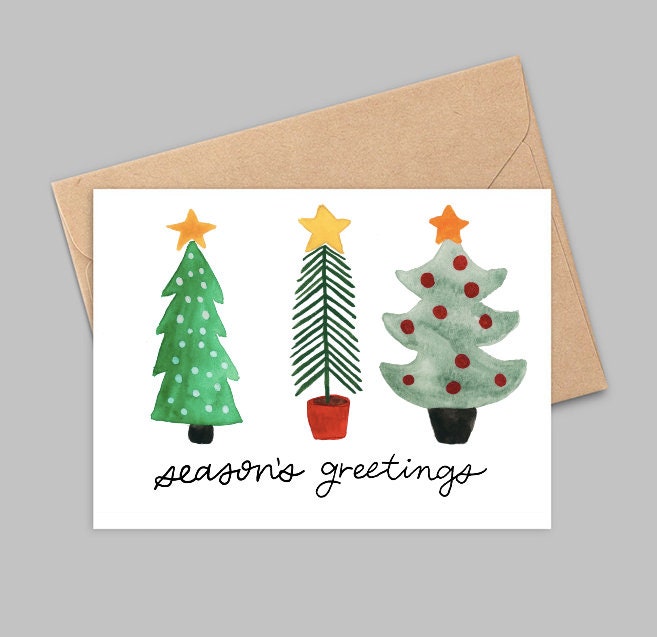 Assorted 25 Pack of Watercolour Christmas Cards