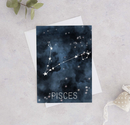 Pisces Constellation Birthday Card