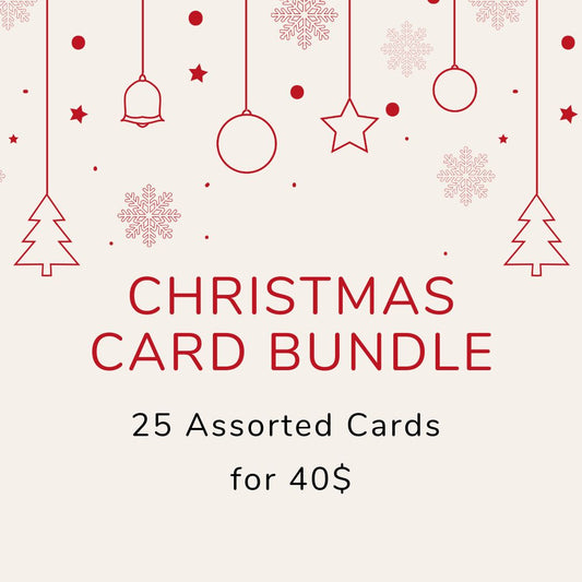 Assorted 25 Pack of Watercolour Christmas Cards