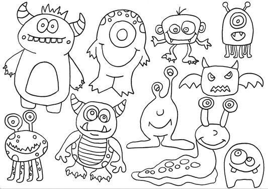 Monsters Colouring Page
