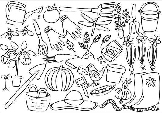 Gardening Colouring Page