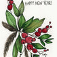 Merry Christmas and Happy New Year Floral Christmas Card