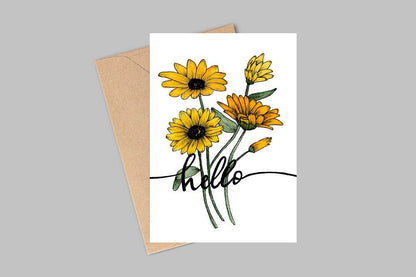 Hello Greeting Card with Daisies