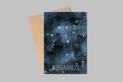 Aquarius Constellation Birthday Card