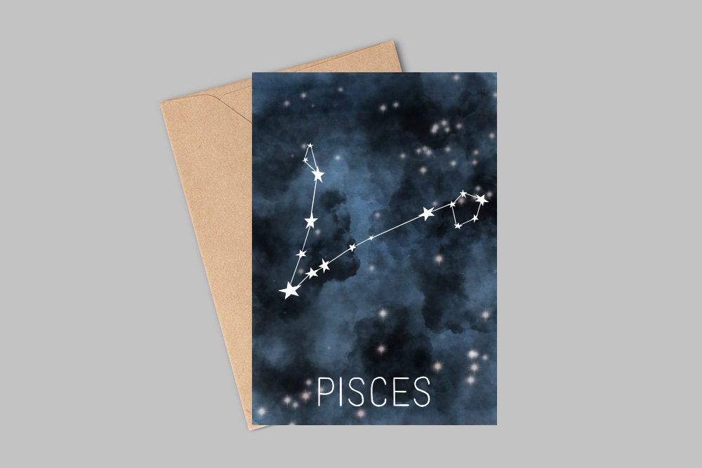 Pisces Constellation Birthday Card