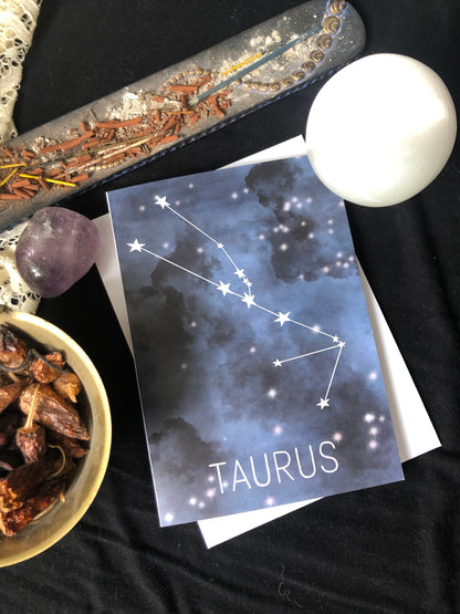 Taurus Zodiac Constellation Birthday Card