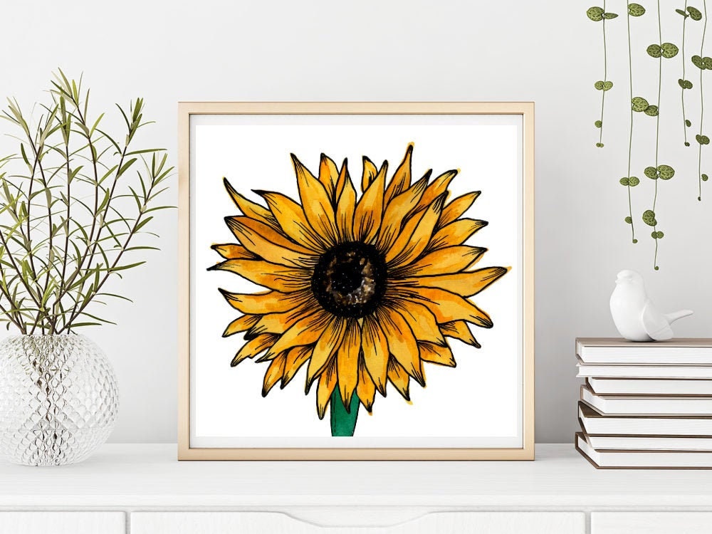 Sunflower Watercolour Print