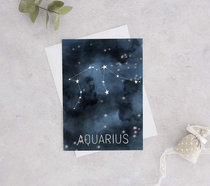 Aquarius Constellation Birthday Card