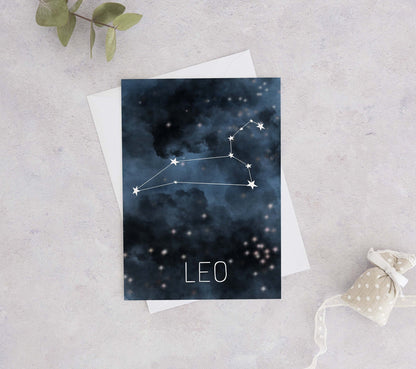 Leo Constellation Birthday Card