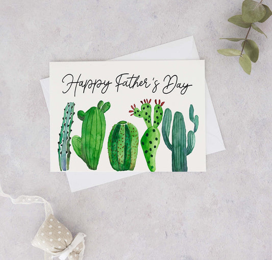 Cactus Happy Father's Day Watercolour Card